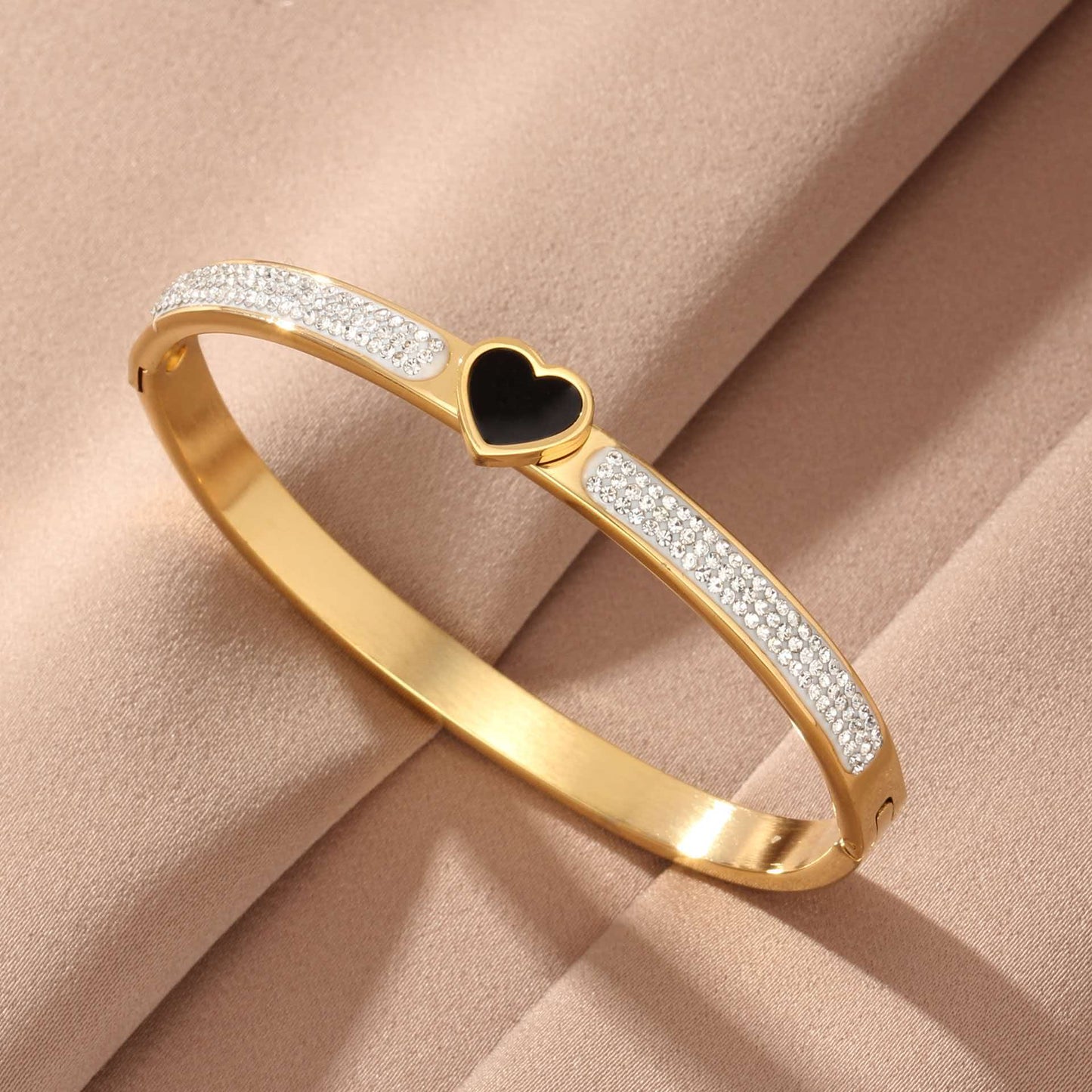 Stainless Steel Inlaid Rhinestone Buckle Bracelet