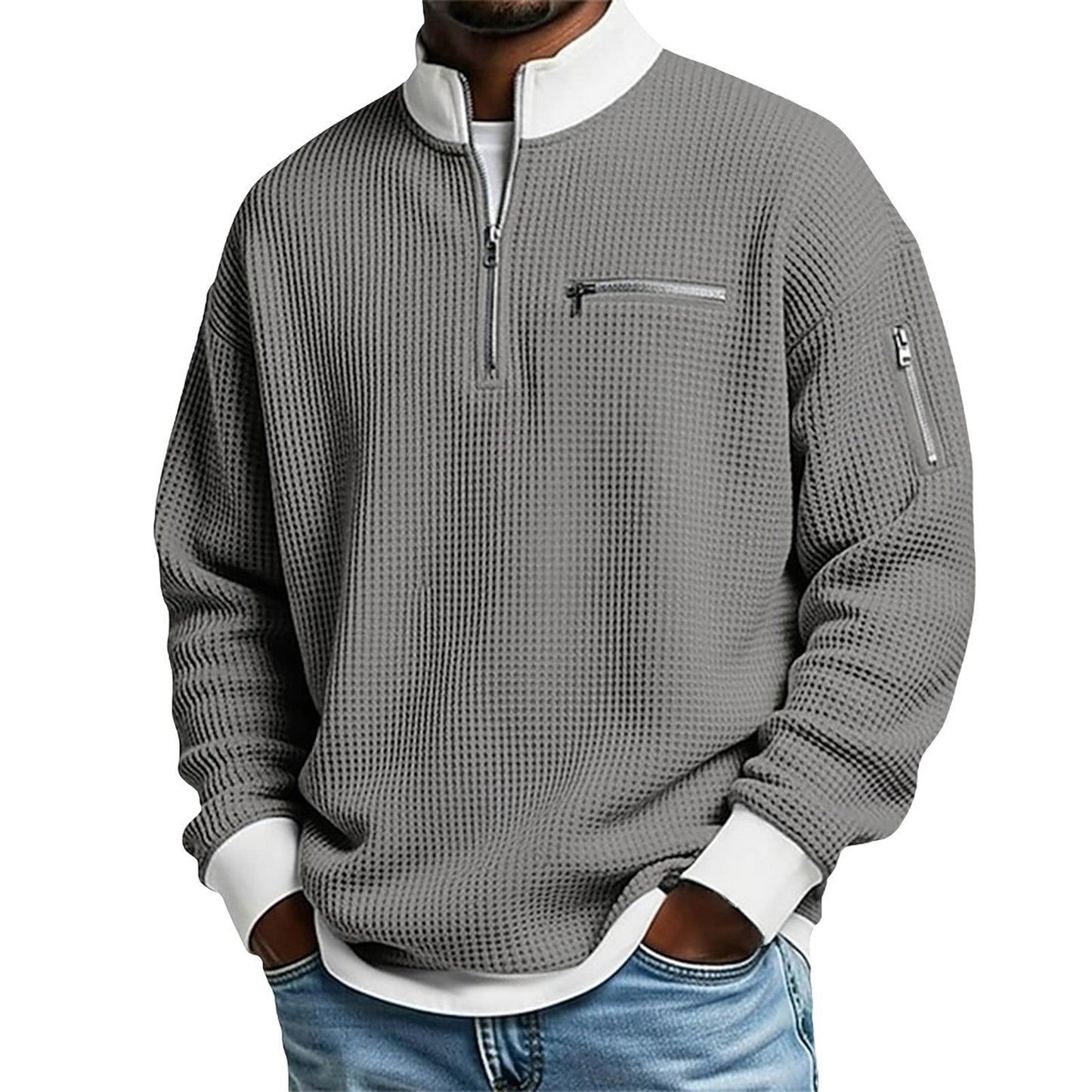 Mens Sports Zip-Up Long-Sleeve Sweatshirt