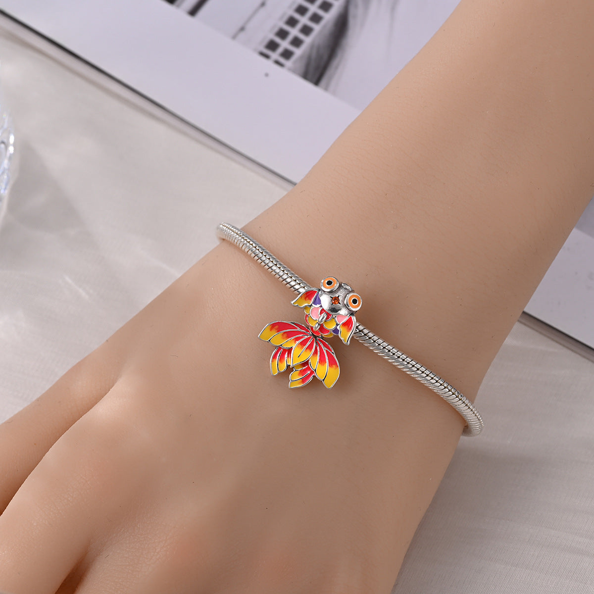 DIY Lucky Carp Copper Bead Pendant Bracelet Accessories