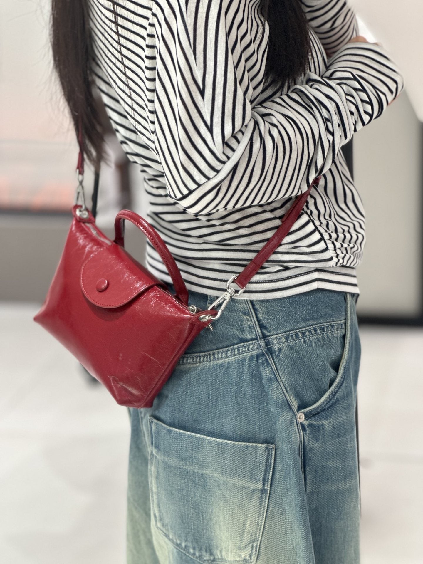 Badi Leather Women's Bag 2025 New Mini Dumpling Bag, Top Layer Cowhide Shoulder Bag, Crossbody Phone Bag, Coin Purse