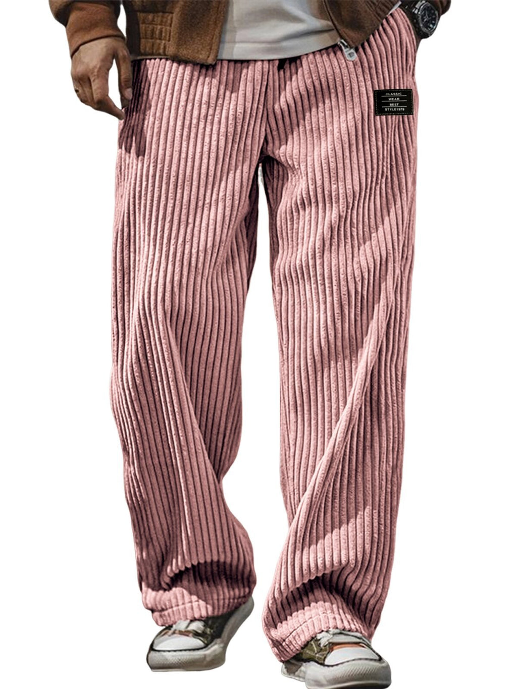 Pocket-embroidered Black-label Loose Straight-leg Casual Pants