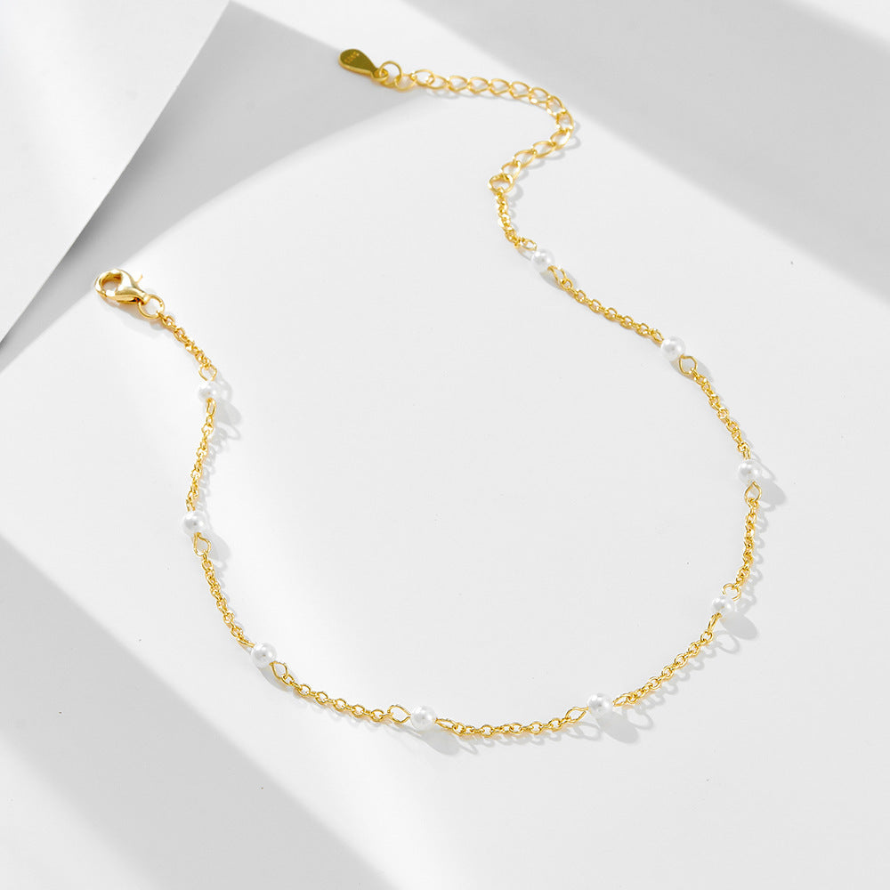 Womens Summer Pearl Beach Anklet