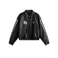 Women's Street Black Lace Love Number Embroidered Lapel Jacket