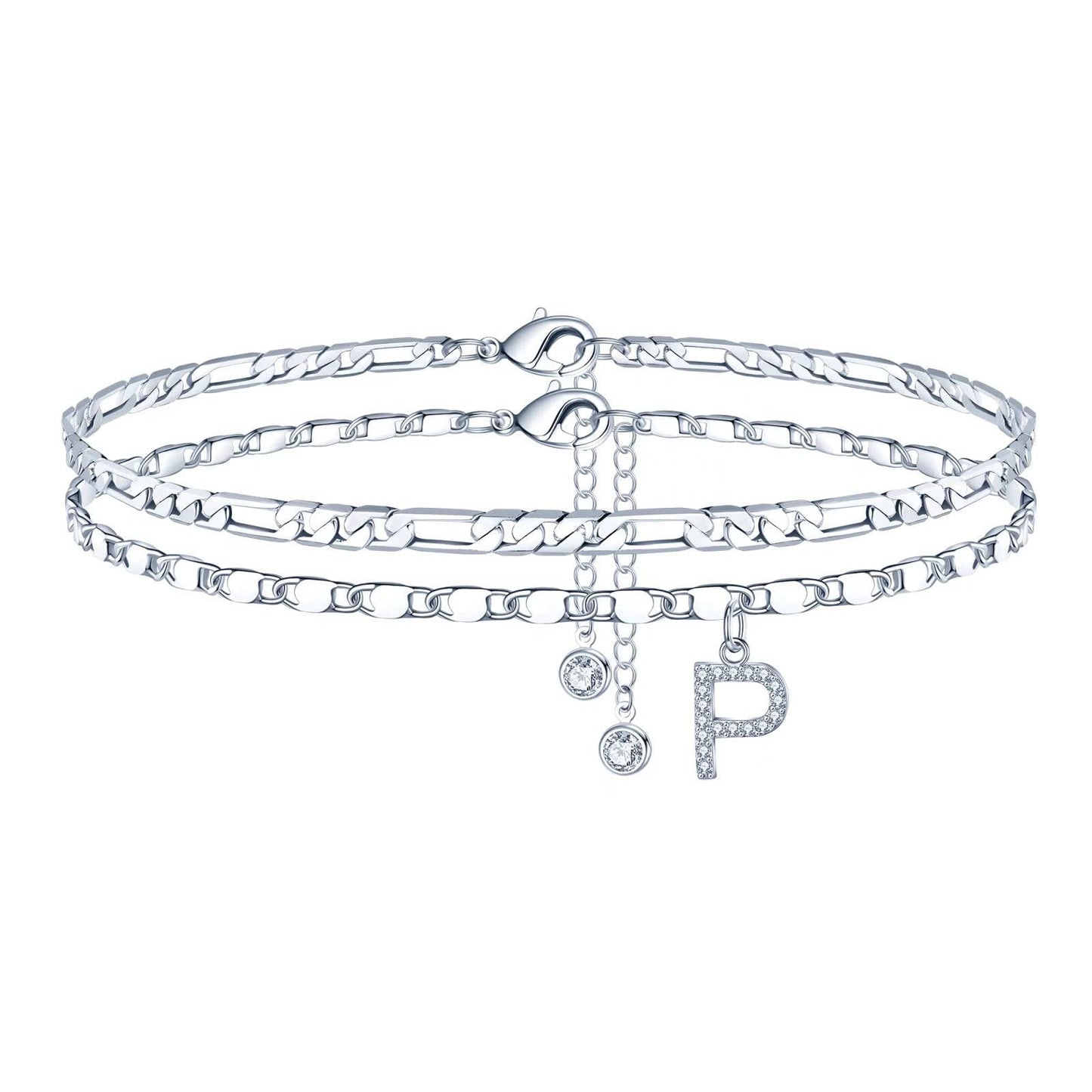26-letter English Zircon-inlaid Pendant With An NK Chain, Double-layered