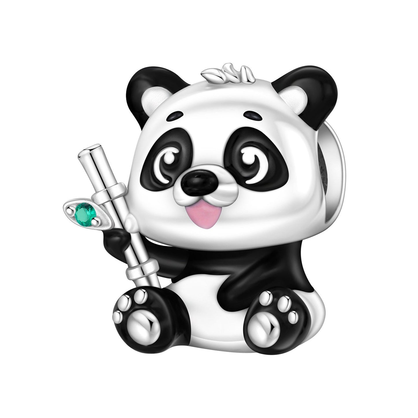Cute Bamboo Panda DIY Copper Bead Pendant Jewelry Accessory