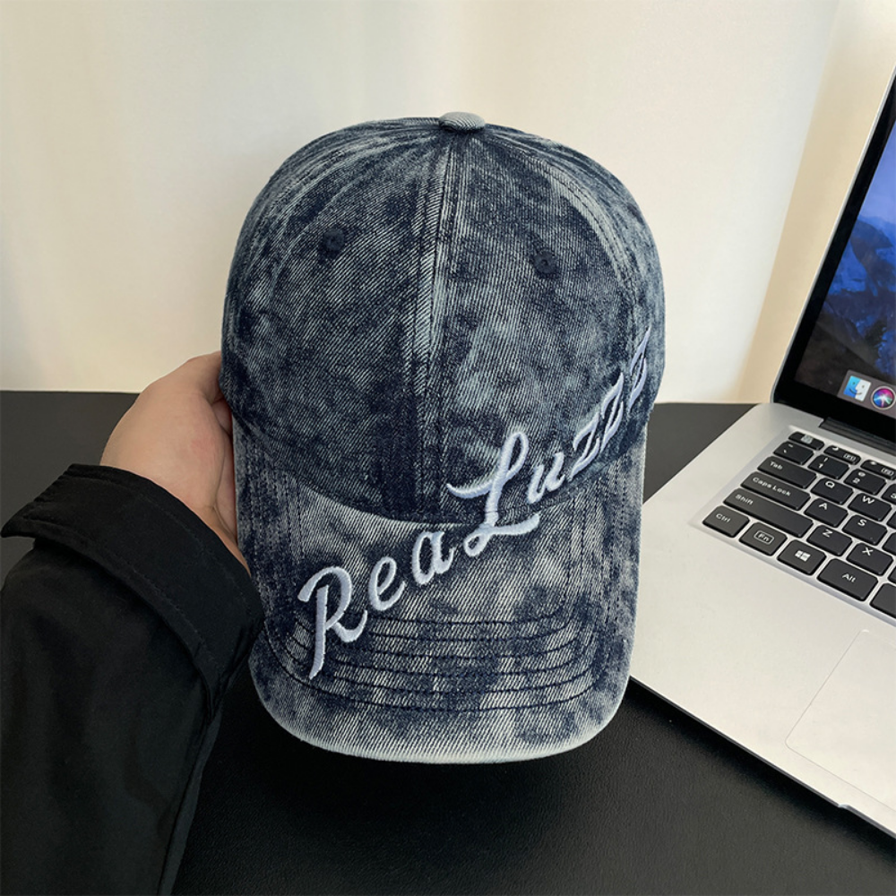 Monochrome Individuality Frayed Letter Embroidery Washed-out Vintage Trend Fashion Holey Brim Baseball Cap Street Travel