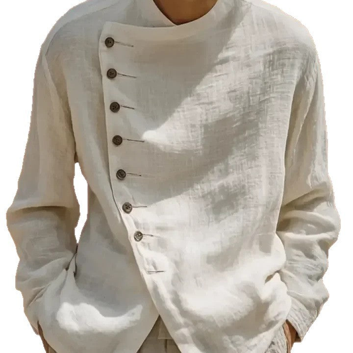 Mens Retro Loose-Fit Crew-Neck Shirt