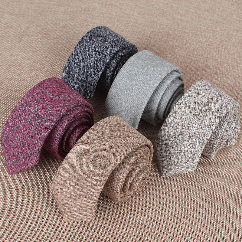 Solid Color Korean Style Narrow Cotton Men's 6cm Formal Wear Business Casual Wedding Tie