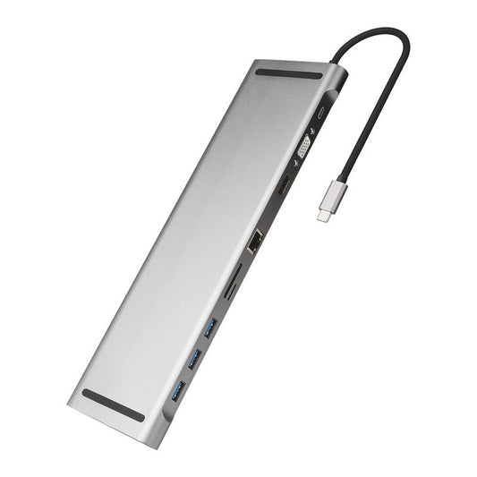 10-Port HDMI VGA USB Hub Docking Station with Cooling Bracket