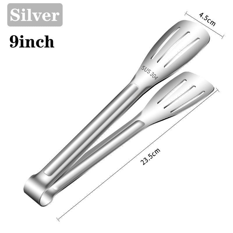 7/9/12inch 304 Stainless Steel Kitchen Tongs BBQ Clamp Grill Cooking Clamp Silicone Food Tong Kitchen Accessories Food Tong BBQ Grill Steak BBQ Clip Cooking Tools Stainless Steel Convenient Non-Stick Barbecue Tong - ThisandThatShoppe