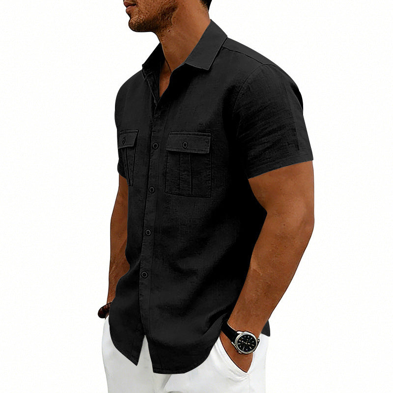 American-style Casual Loose-fit T-shirt With Two Pockets
