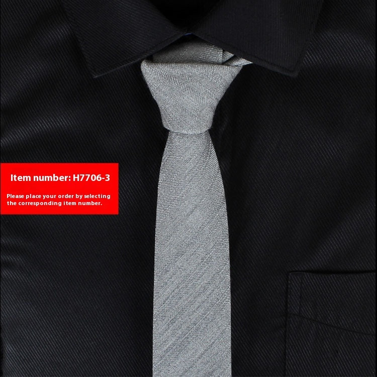 Solid Color Korean Style Narrow Cotton Men's 6cm Formal Wear Business Casual Wedding Tie