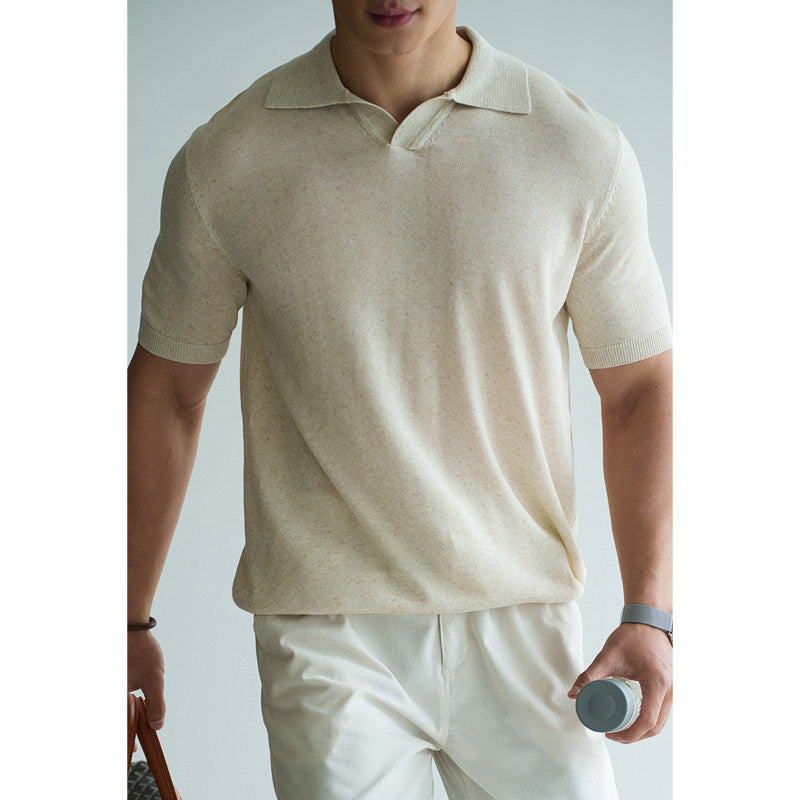 Mens Italian-style Linen-Viscose Blended Knit Sweater