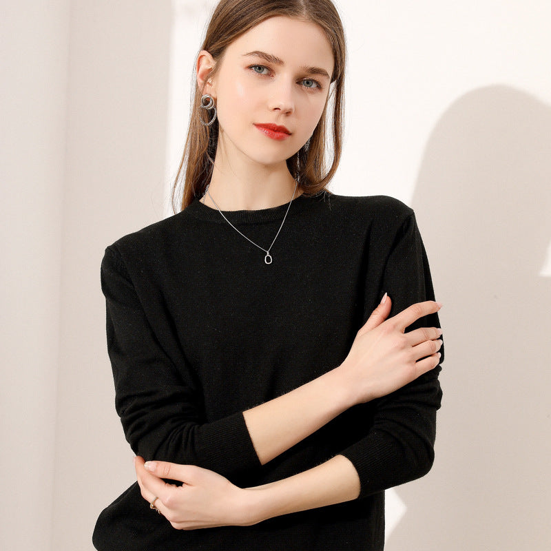 Lightweight Long-sleeve Crew-neck Wool Knit Sweater