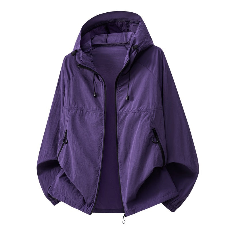 Mens Summer Hooded Sun-Protective Lightweight Jacket