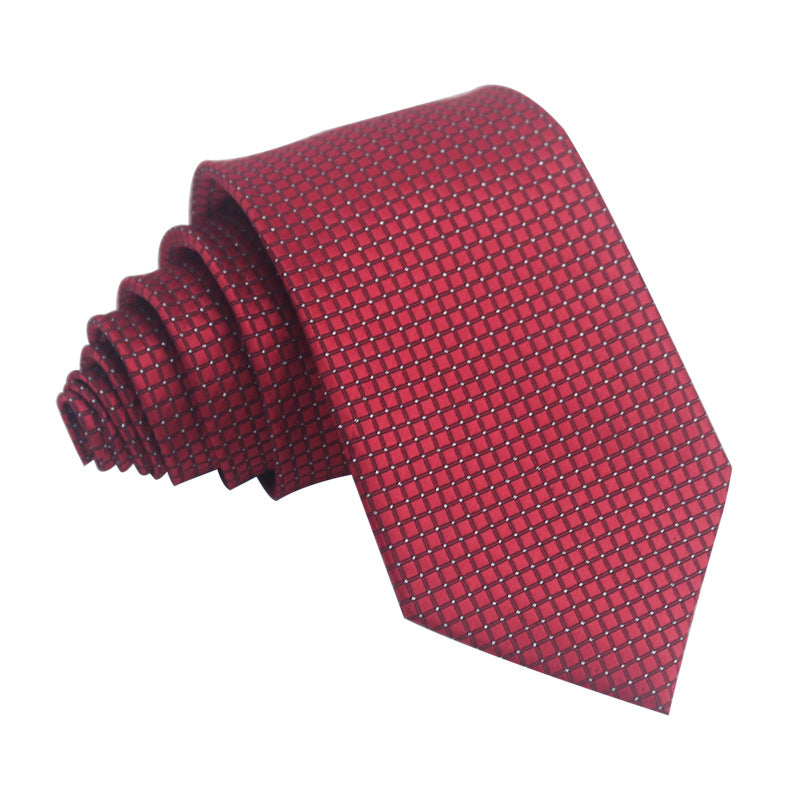 8CM Polyester Jacquard Striped Tie Men's Business Formal Red Black Blue