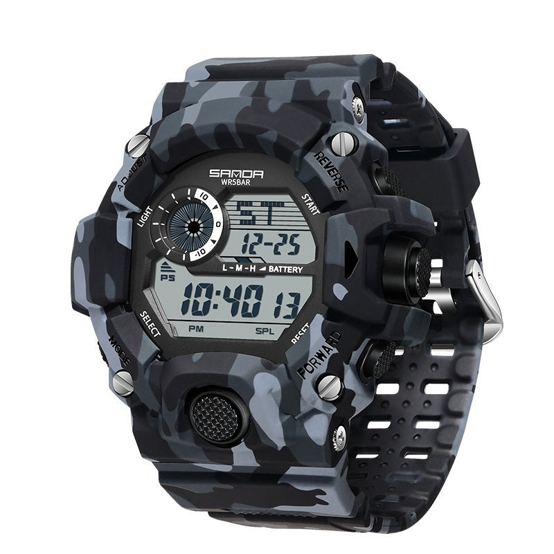 Shock Military Army Mens Watch In Camouflage  Style With LED Digital Back Light With Luminous  Effect