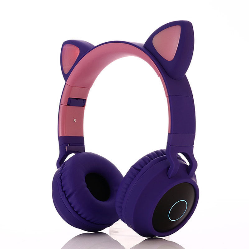 KIds Luxury Interesting Stevvex Portable Headset Wireless Bluetooth folding Headphones Headset Audio Adjustable Game Earphones With Microphone For PC phone (Pink)