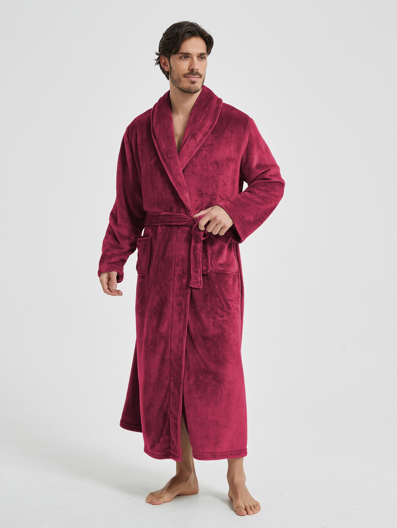 European And American-style Flannel Men's House Robe