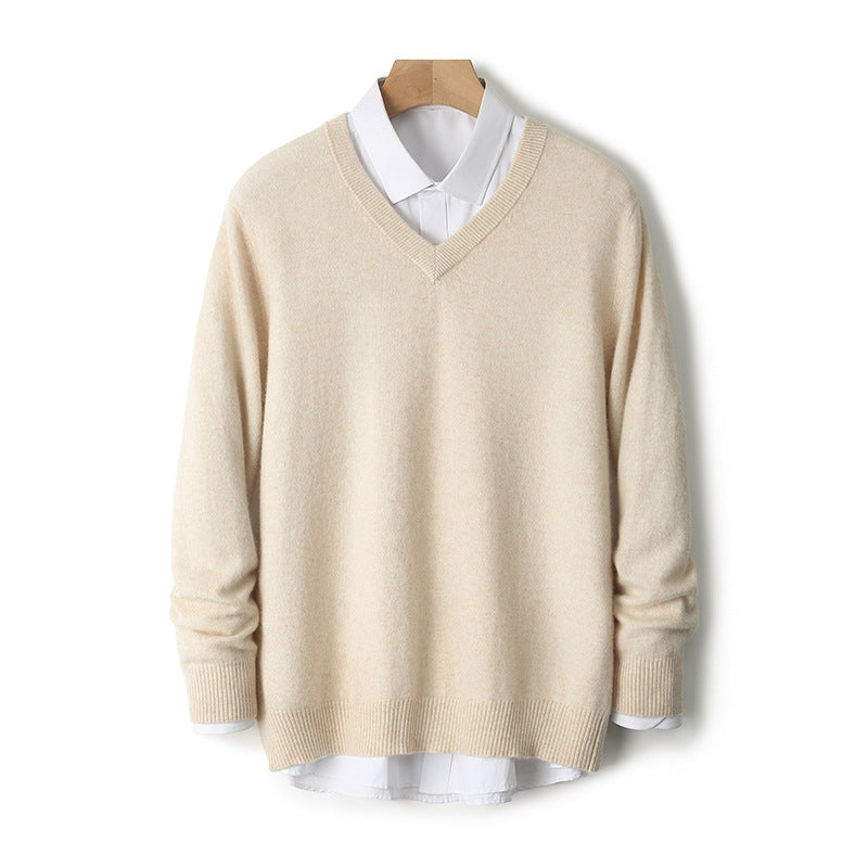 V-neck Cashmere Sweater Loose Fit Extra Thick
