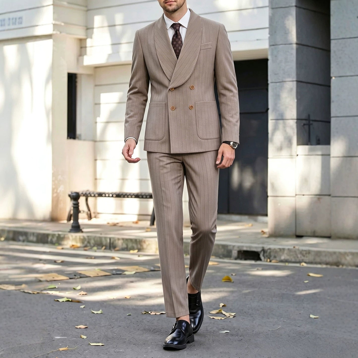 Mens Business Gentleman Formal Double-Breasted Suit Set
