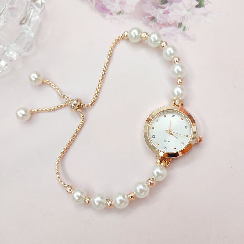 New Pearl Bracelet Watch Womens Quartz Watch