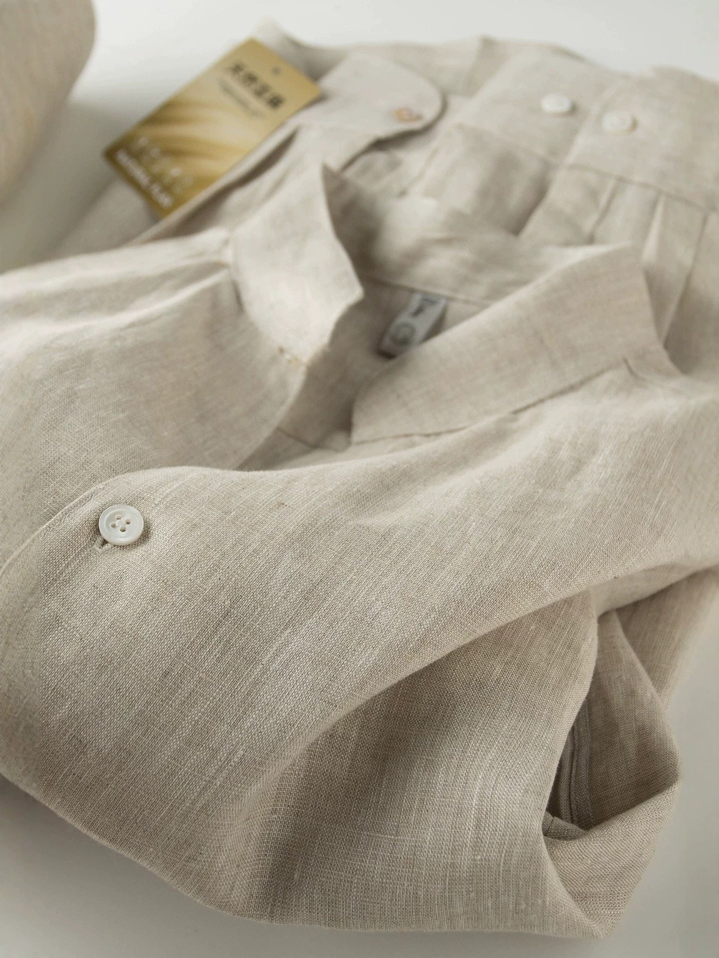 Mens Loose-fit Trendy Versatile Solid-color Casual Shirt