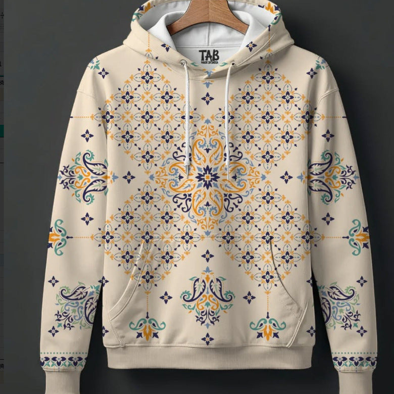Mens Casual Hooded Long-sleeve Sweatshirt