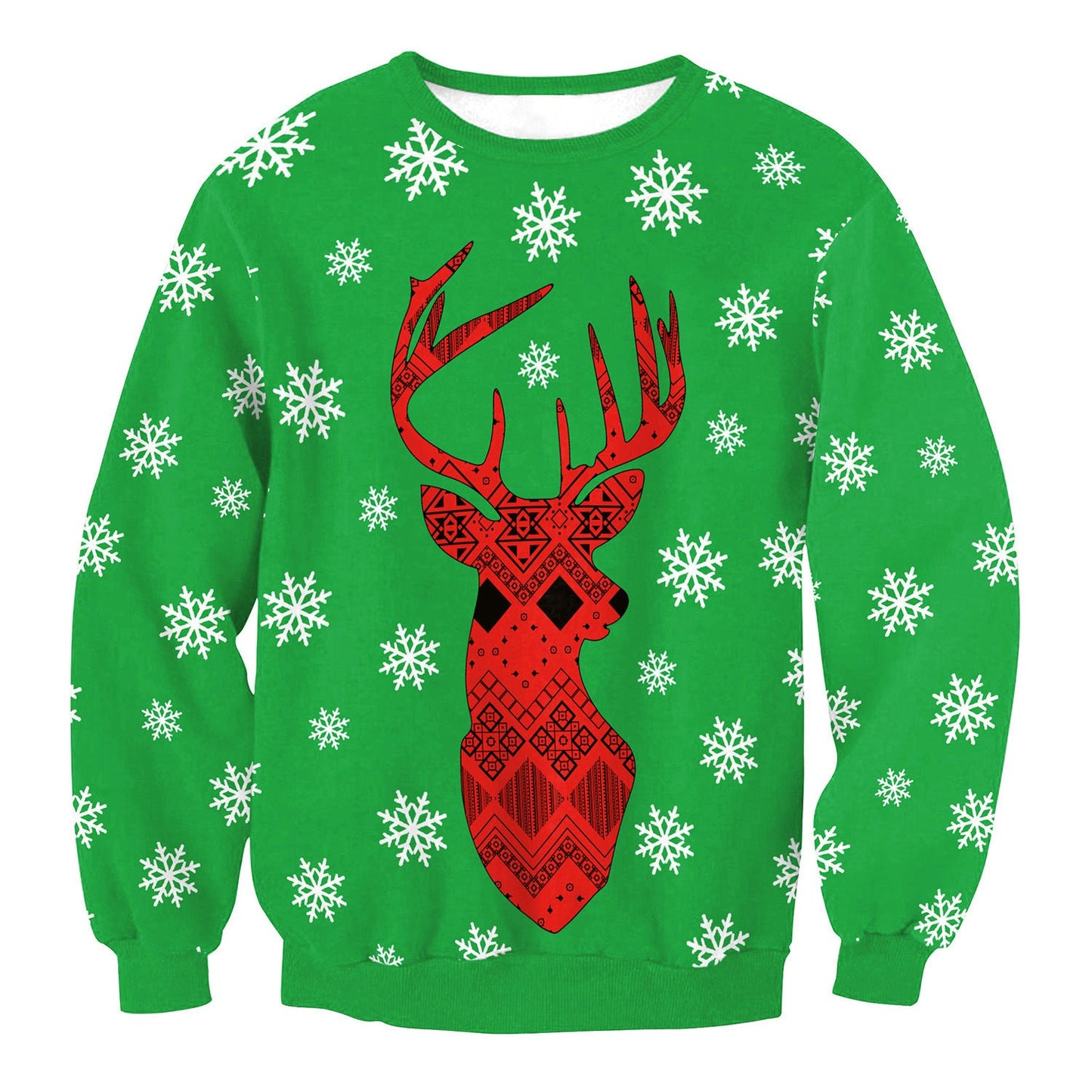 Ugly Christmas Sweater, Santa Elf Print, Pullover