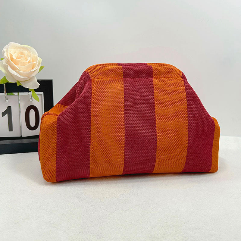 Womens Knitted Bag Striped Clutch