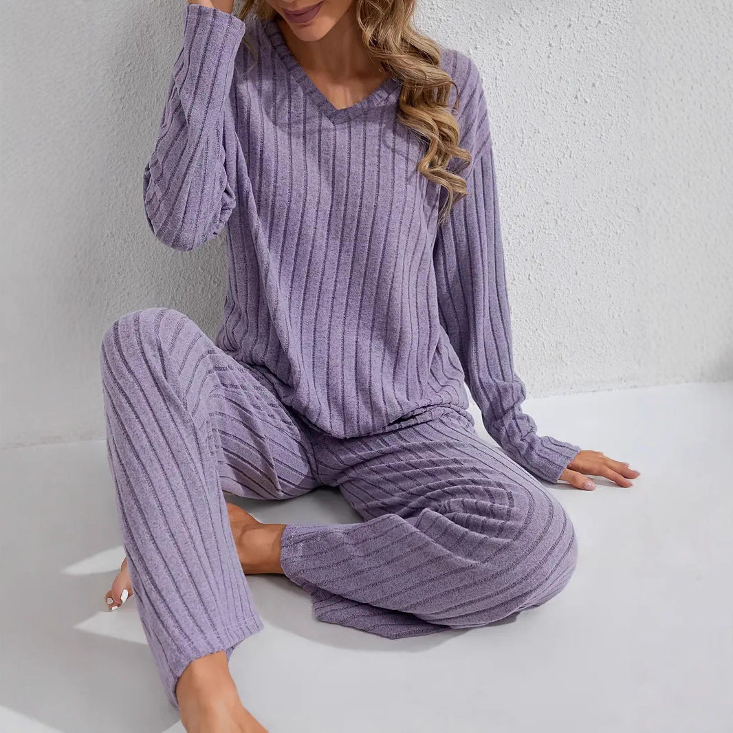 Women’s Ribbed Long Sleeve Top and Pants Loungewear Set