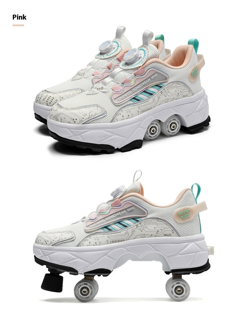 Children's Skates Four-wheel Invisible Deformation