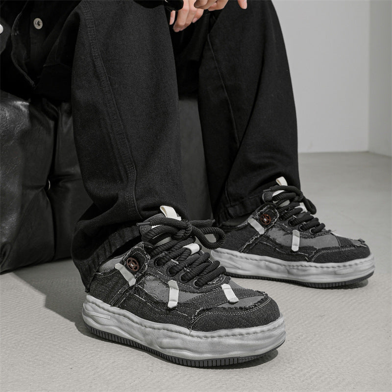Special-interest Design 7cm Invisible Height Increasing Distressed Dissolved Board Shoes