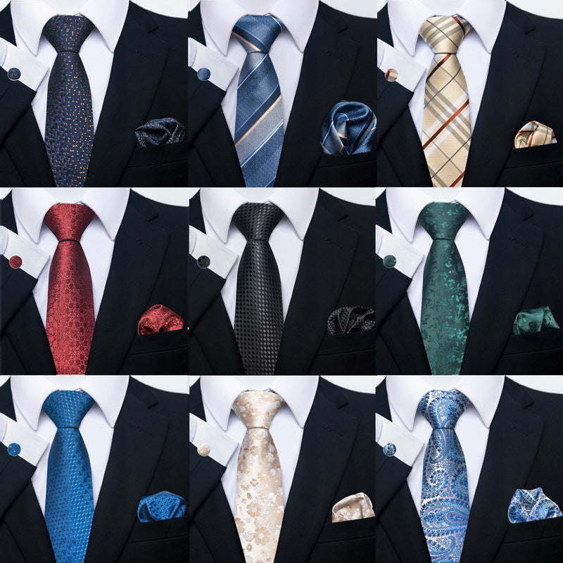 Men's Creative All-match Business Formal Wear Tie Scarf Cuff Buckle Set