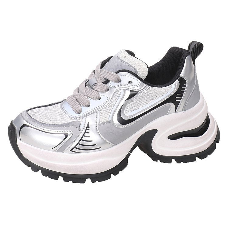 Thick Bottom Leather Clunky Sneakers