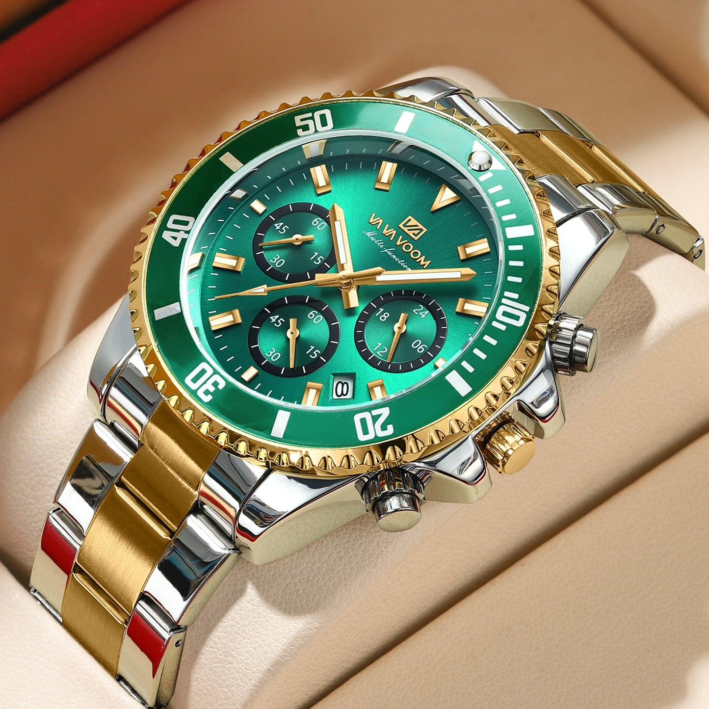 Multifunctional Three-eye Quartz Watch Waterproof And Luminous