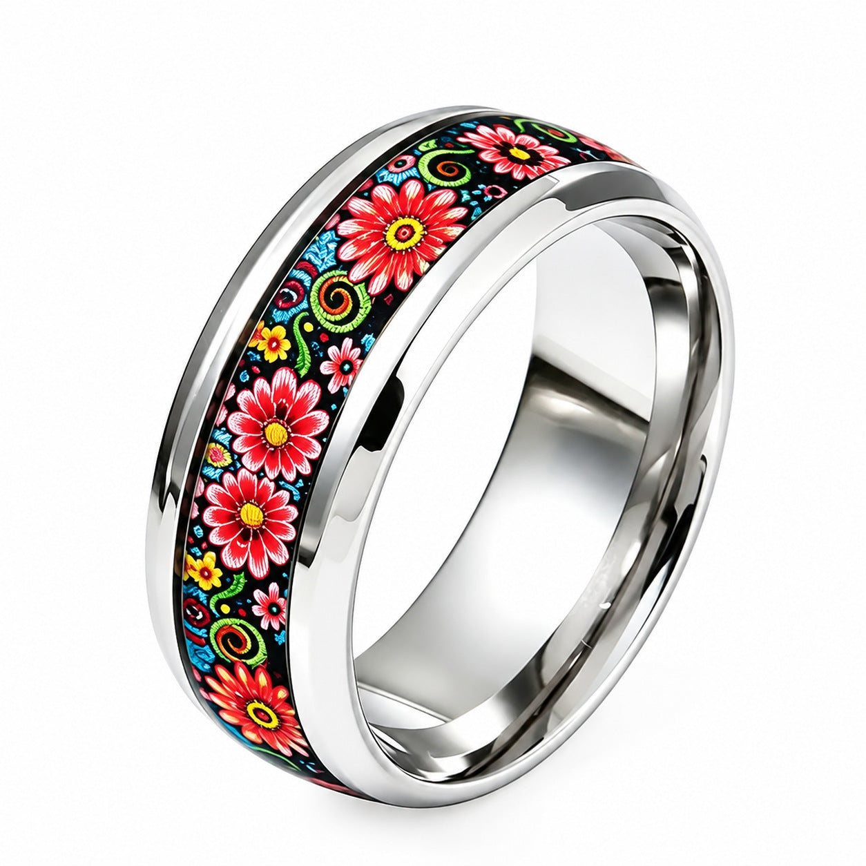 Butterfly Star Moon And Red Rose Colorful Ring For Women