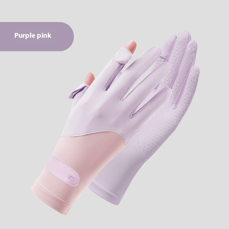 Ice Silk Sun Protection Gloves Lightweight Anti-slip Touch Screen UV Protection