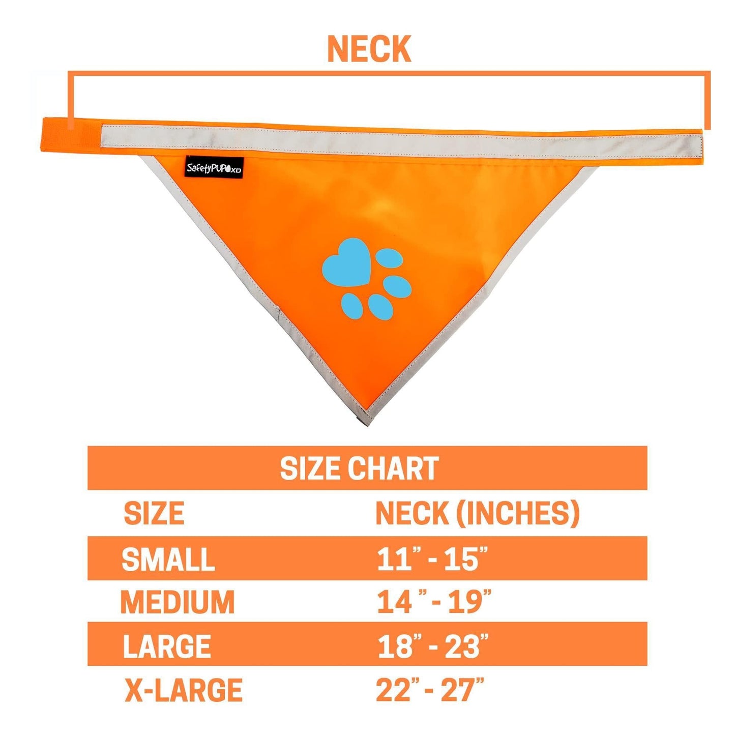 Orange Dog Bandana Neck Size 10 inch S Size Hi Visibility Reflective Blaze