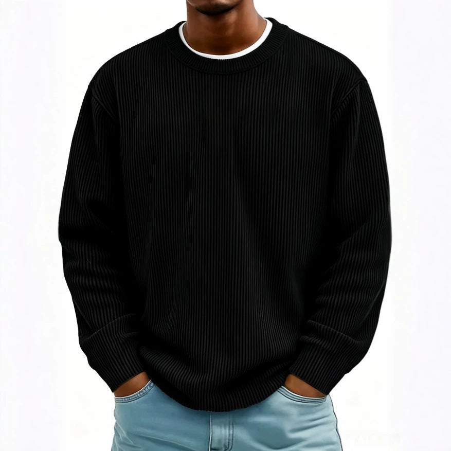 Mens Casual Long-sleeve Crew-neck Corduroy Sweatshirt