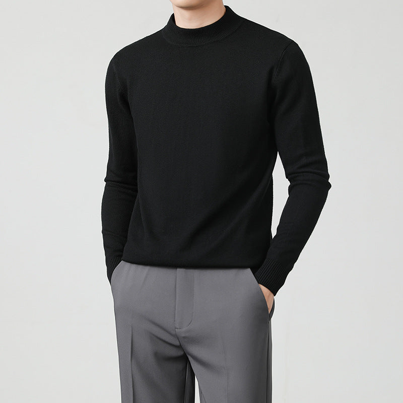 Mens Thickened White Knit Bottoming Sweater