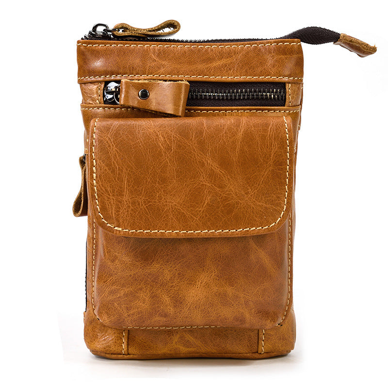 Men's Leather Belt Bag Crazy Horse Leather Crossbody Bag