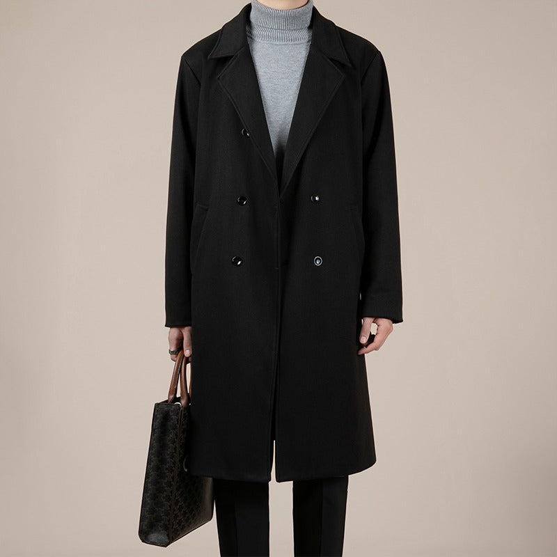 Autumn And Winter Trench Men's Mid-length Woolen Korean Coat