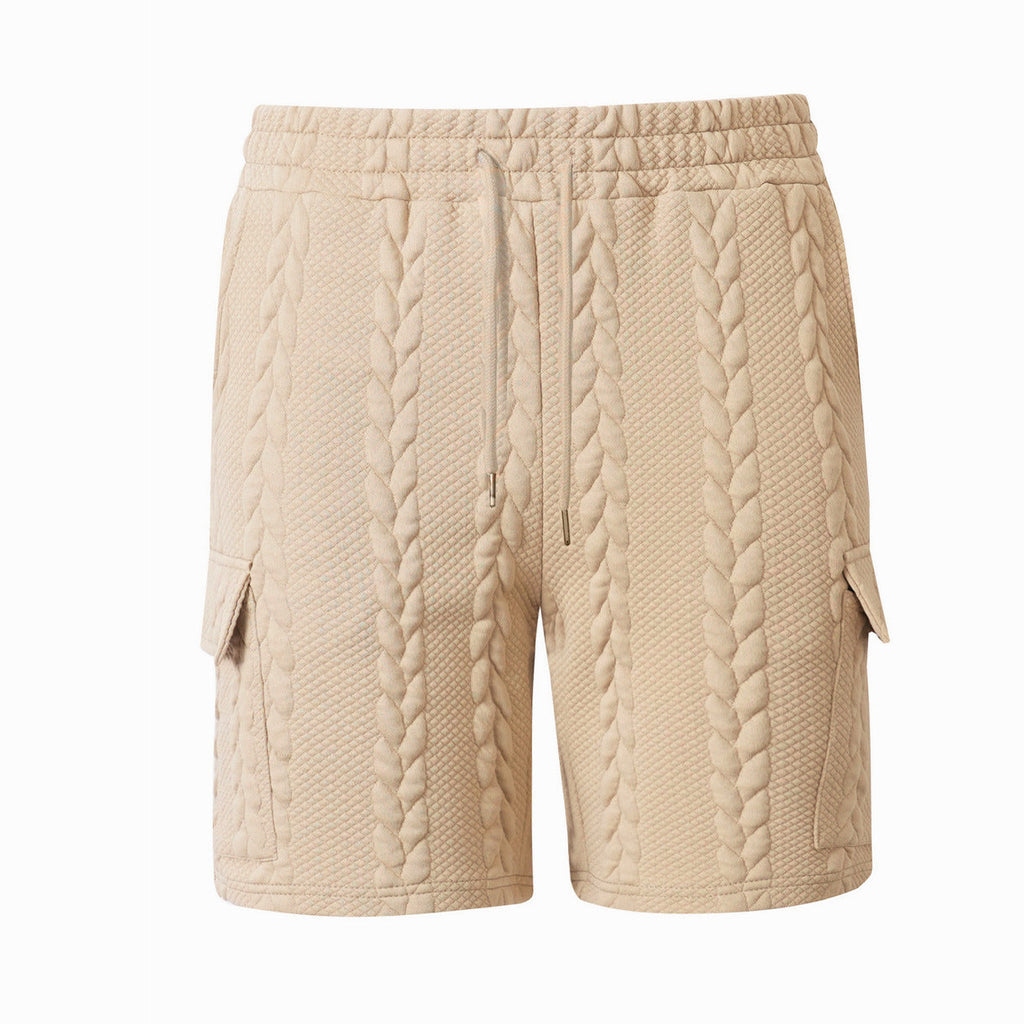 Mens Drawstring Jacquard Casual Shorts