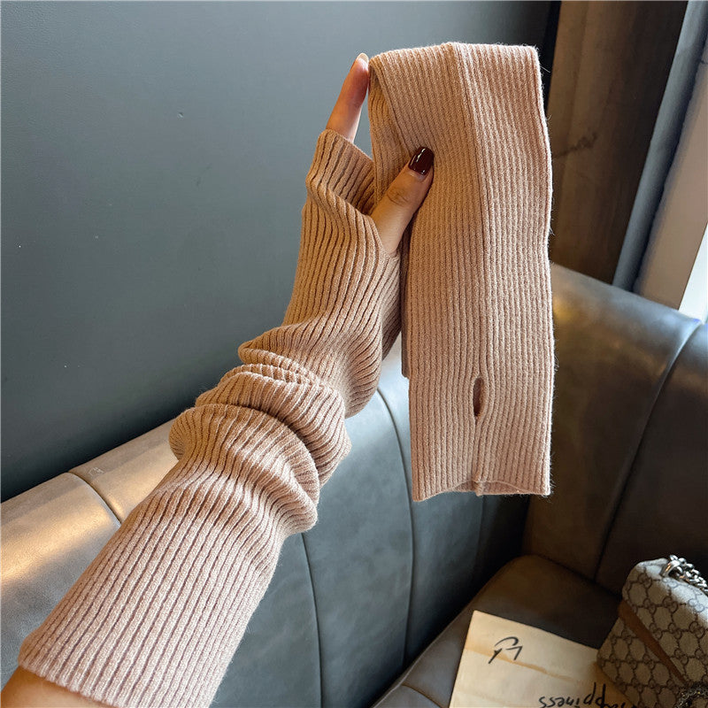 Versatile Gloves For Girls Arm Warmers Knitted Sleeves Long Fingerless Covers