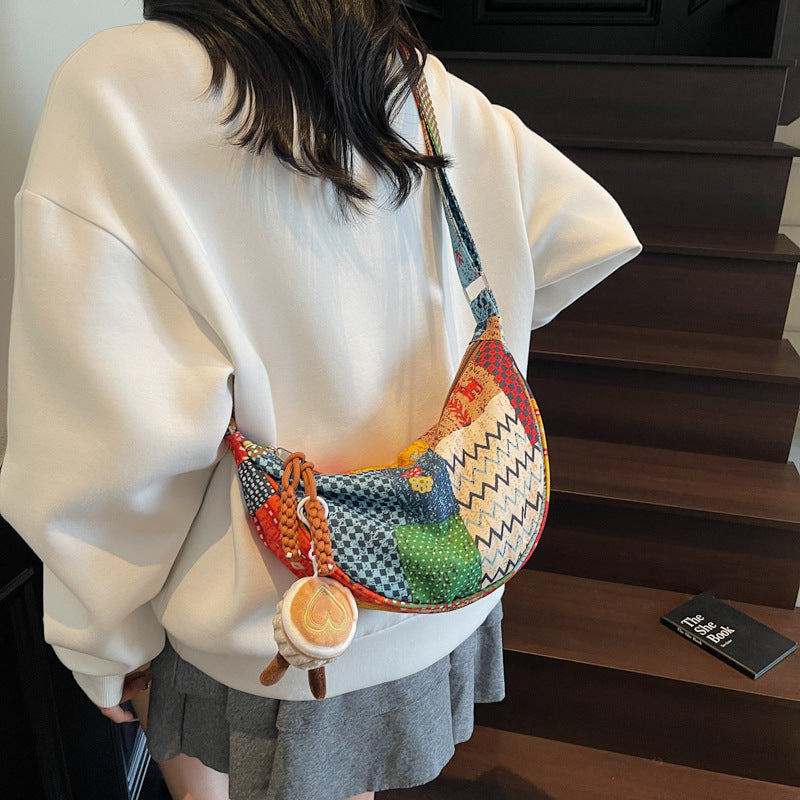 Textured Casual Personalized Fabric Bag Fashionable Single-shoulder Crossbody Bag