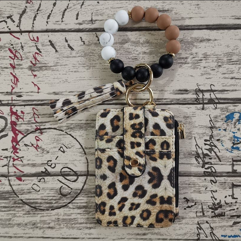 Silicone Bead Bracelet Leather Wallet