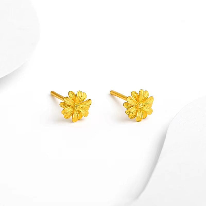 Golden Stud Earrings Versatile Ear Jewelry