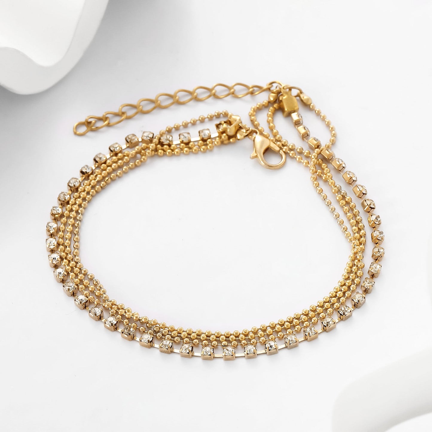 Fashionable Multi-Layer Square Gold Anklet