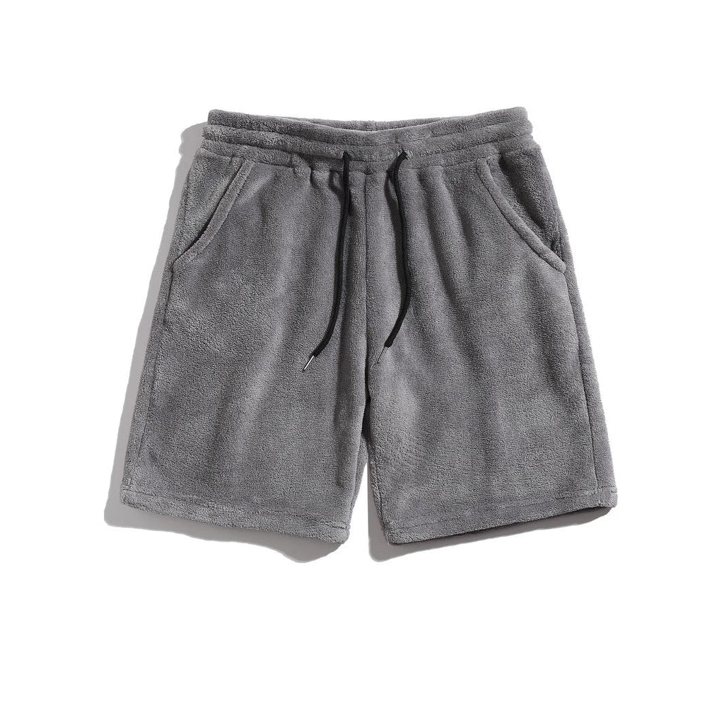 Mens SpringAutumn Coral-Fleece Sports-Style Casual Plus-Size Shorts